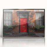 Art deco poster of a stylized door in silver and black tones, acrylic print framed, suitable for modern art wall decor.