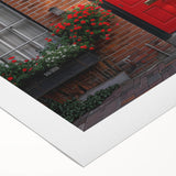 Art deco poster featuring a geometric door design in black and gold on rolled canvas.