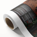 Art deco poster of an ornate door design in muted gold and teal tones on rolled canvas.