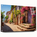 Large abstract wall art on acrylic glass depicting a modern architecture door design in monochrome.