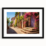 Extra large abstract art print featuring a colorful, textured door design on a black framed canvas.