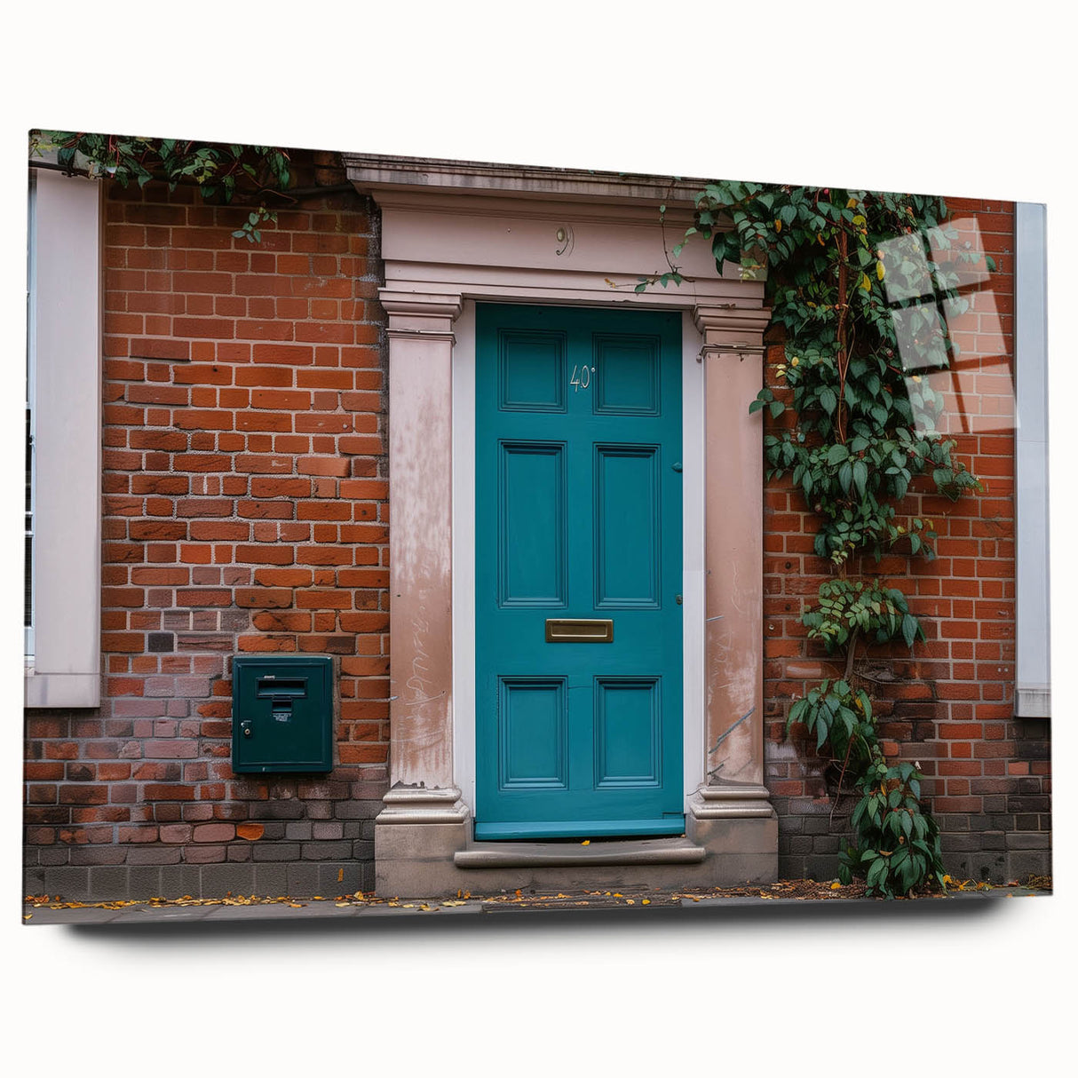 Large abstract wall art on acrylic featuring a detailed door design in earth tones, ideal for bedroom or dining room decor.