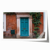 Extra large rolled print of a detailed floral pattern on a door, in muted earth tones, ideal for dining room wall art.