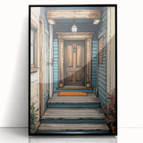 Large abstract wall art in mid-century modernist style, featuring geometric shapes in black and white.