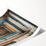 Extra large wall art featuring line art flowers in black on white, rolled print format, ideal for large living room decor.