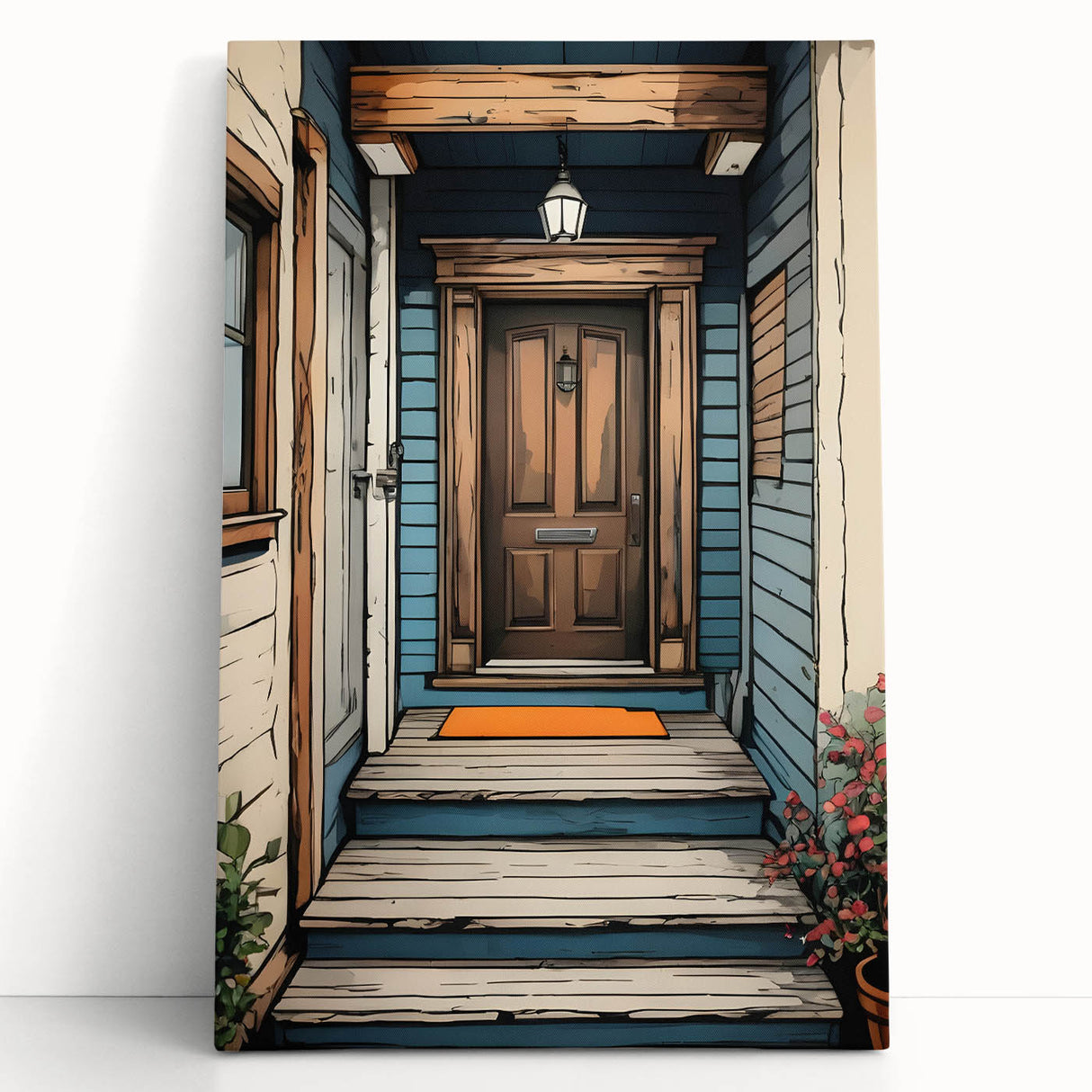 Black and white photo of an ornate door design on stretched canvas, ideal for kitchen wall art or bedroom ambiance.