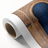 Art Deco poster featuring a monochrome architectural door design on rolled canvas.