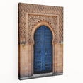 Large stretched canvas featuring a detailed image of a vintage door in muted earth tones, ideal for kitchen wall art.