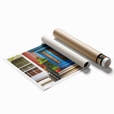 Extra large rolled print featuring a detailed floral art design on a door, in muted earth tones.