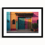 Extra large abstract art print featuring vibrant, textured colors on a black framed canvas, ideal for living room decor.