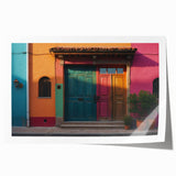 Extra large rolled print of a floral design on a vintage door, in muted earth tones.