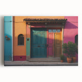 Black and white photo of an ornate door, printed on large stretched canvas, suitable for kitchen wall art.