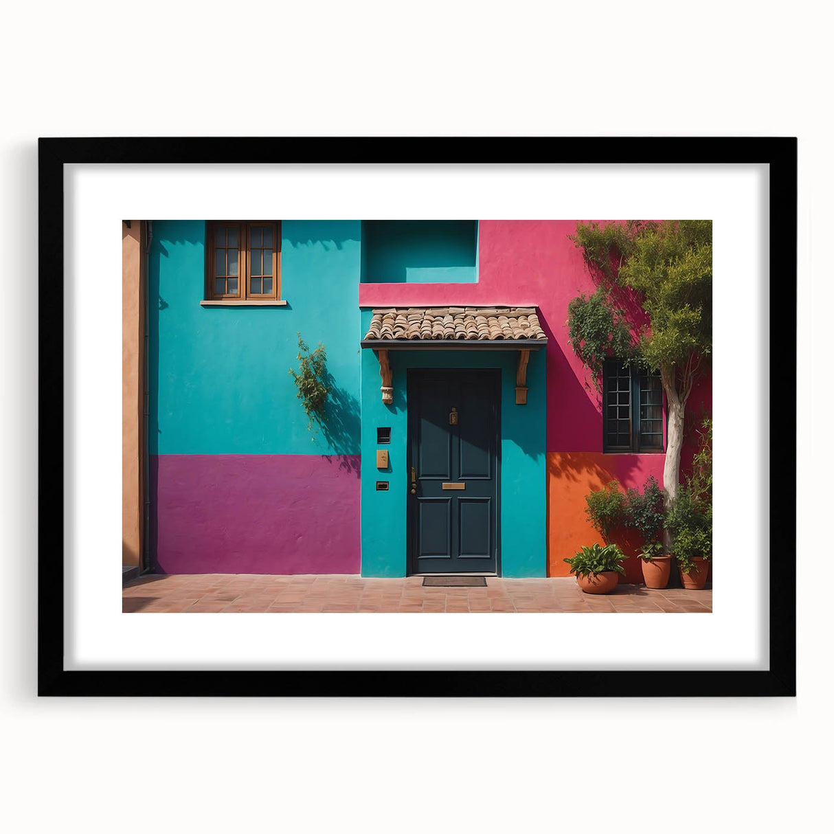 Extra large abstract art print featuring vibrant, colorful textures on a black framed canvas, ideal for living room decor.