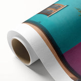 Art Deco style door design in muted gold and black, rolled canvas, suitable as nursery wall art or dining room decor.