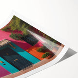 Extra large wall art featuring line art flowers in black on white, rolled print, suitable for large living room decor.