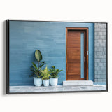 Black and white framed canvas featuring a vintage poster art style landscape, ideal for bedroom wall decor.