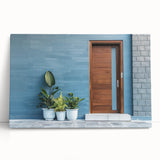 Black and white photo of a grandiose door, printed on stretched canvas, ideal for kitchen wall art.