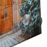 Mid-century modernist large abstract wall art on acrylic glass, featuring geometric shapes in earth tones.