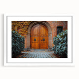 Extra large abstract art print featuring textured brush strokes in neutral tones, framed in white.