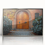 Art deco poster featuring a silver-framed acrylic print of an architectural door design, ideal for nursery wall art.