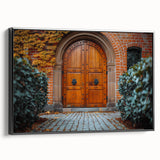 Black and white vintage poster art of a landscape, framed canvas, ideal for bedroom wall decor.