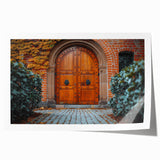 Extra large rolled print of a floral door design in muted earth tones, ideal for dining room wall art.