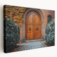 Large stretched canvas featuring a detailed depiction of a vintage door design in neutral tones.