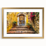 Textured art print featuring abstract patterns in gold and black, displayed in a gold frame with mat, ideal for bedroom art.