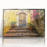 Art deco poster featuring a streamlined silver door design on acrylic, ideal for modern nursery wall art.