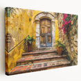 Large stretched canvas featuring a detailed door design in earth tones, ideal for kitchen wall art.