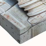 Close-up of a large black and white canvas featuring an architectural door design, ideal for bedroom wall art.