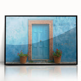 Large abstract wall art featuring geometric shapes in black and white, framed in black acrylic.