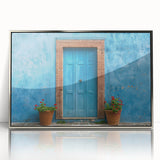 Art deco poster featuring a geometric silver door design on acrylic, framed, ideal for modern art wall decor or nursery.