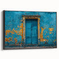 Black and white framed canvas featuring a vintage door design, ideal for bedroom wall decor.