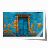Extra large rolled print featuring a detailed floral design on a door, in muted earth tones, perfect for dining room decor.