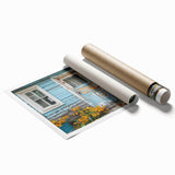 Extra large rolled print featuring a detailed floral design on a door, in muted earth tones.