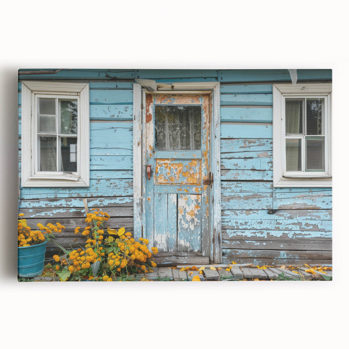 Large black and white photo of an ornate door on stretched canvas, ideal for kitchen wall art.