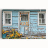 Large black and white photo of an ornate door on stretched canvas, ideal for kitchen wall art.