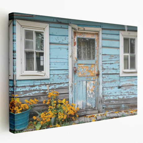 Large canvas print of a vintage door design in muted earth tones, suitable for kitchen wall art.