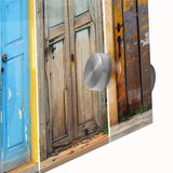 Large abstract wall art in mid-century modernist style on acrylic, featuring geometric shapes in muted earth tones.