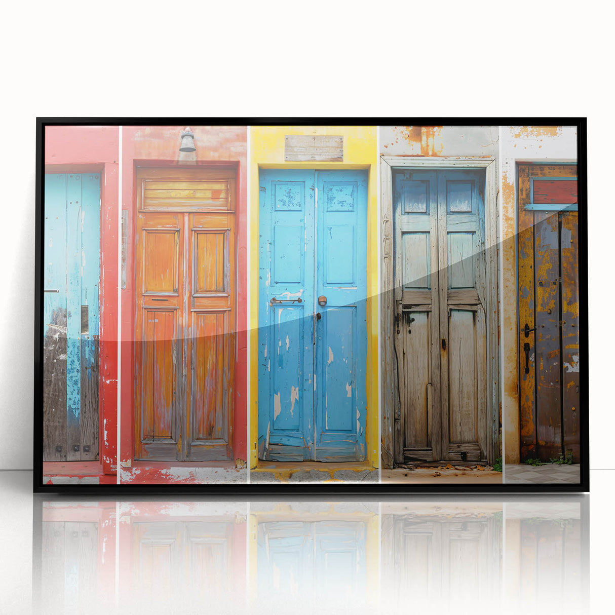 Large abstract wall art featuring geometric patterns in black and white, framed in acrylic.