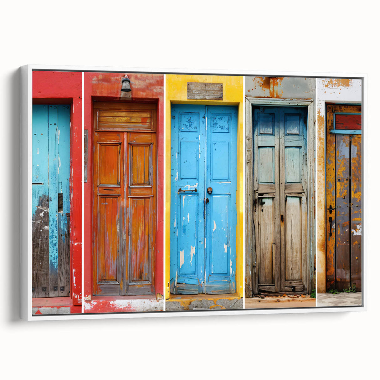 Black and white framed canvas depicting a vintage door design, suitable for bedroom wall decor.