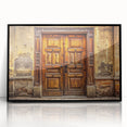 Large abstract wall art featuring geometric shapes in muted gold and black, framed acrylic.