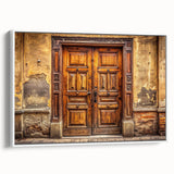 Framed canvas featuring a vintage poster of a black and white landscape painting, suitable for bedroom wall art.
