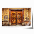 Extra large rolled print featuring a detailed floral design on a door, in muted earth tones.