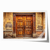 Extra large rolled print featuring a detailed floral design on a door, in muted earth tones.