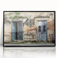 Large abstract wall art in black and white, featuring a mid-century modernist door design on a framed acrylic print.