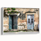 Framed canvas depicting a monochrome vintage poster art of a landscape, ideal for bedroom wall art.