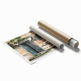 Extra large rolled print featuring a detailed floral design on an ornate door, ideal for classy bathroom wall art.