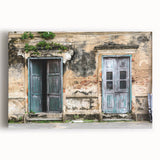 Large black and white photo of an ornate door on stretched canvas, ideal for kitchen wall art.